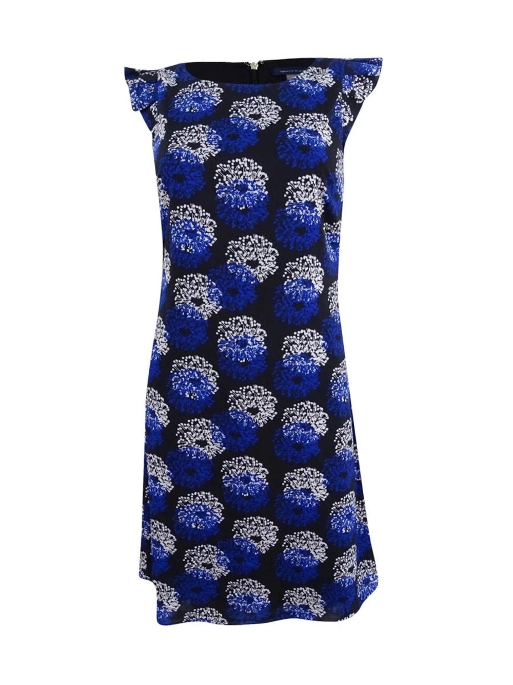 Tommy Hilfiger blue white floral dandelion flutter-sleeve sheath dress size 12